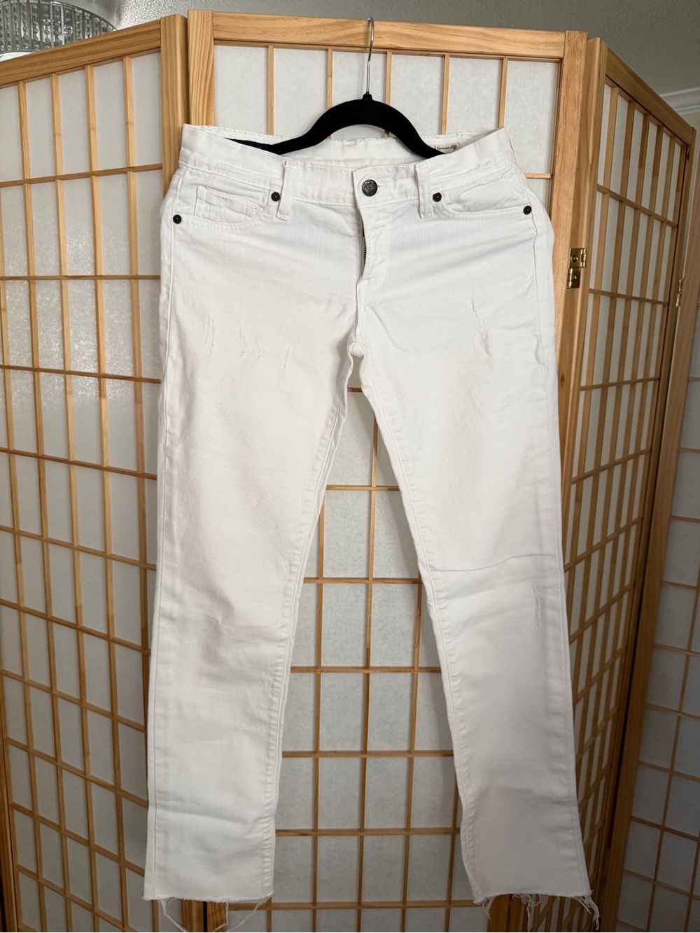 Citizens Of Humanity Distressed Low Rise White Straight Leg Jeans